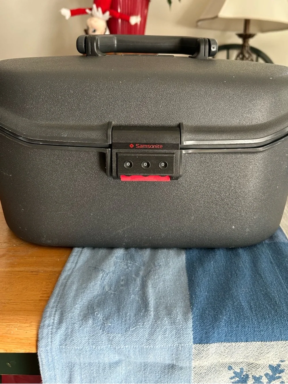 Samsonite Black Hard Shell Camera Case with Handle and Red Accent
